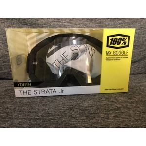 100% The Strata Jr. Youth Black w/ Clear Lens MX Goggles NEW